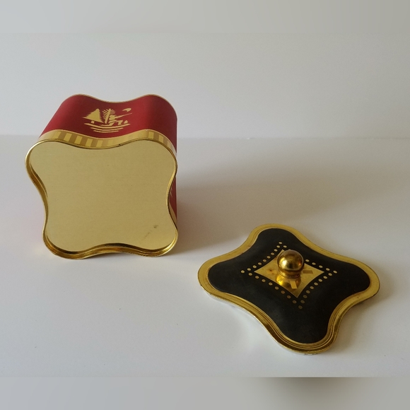 Fancy Christmas Tin Box Storage Home Decor Black Red Gold - Picture 8 of 8